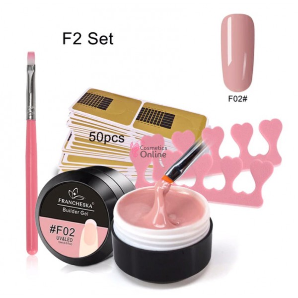 Kit pentru extensii unghii false cu Gel UV/ LED FRANCHESKA de 15 ml - FRA #F02 Camuflaj